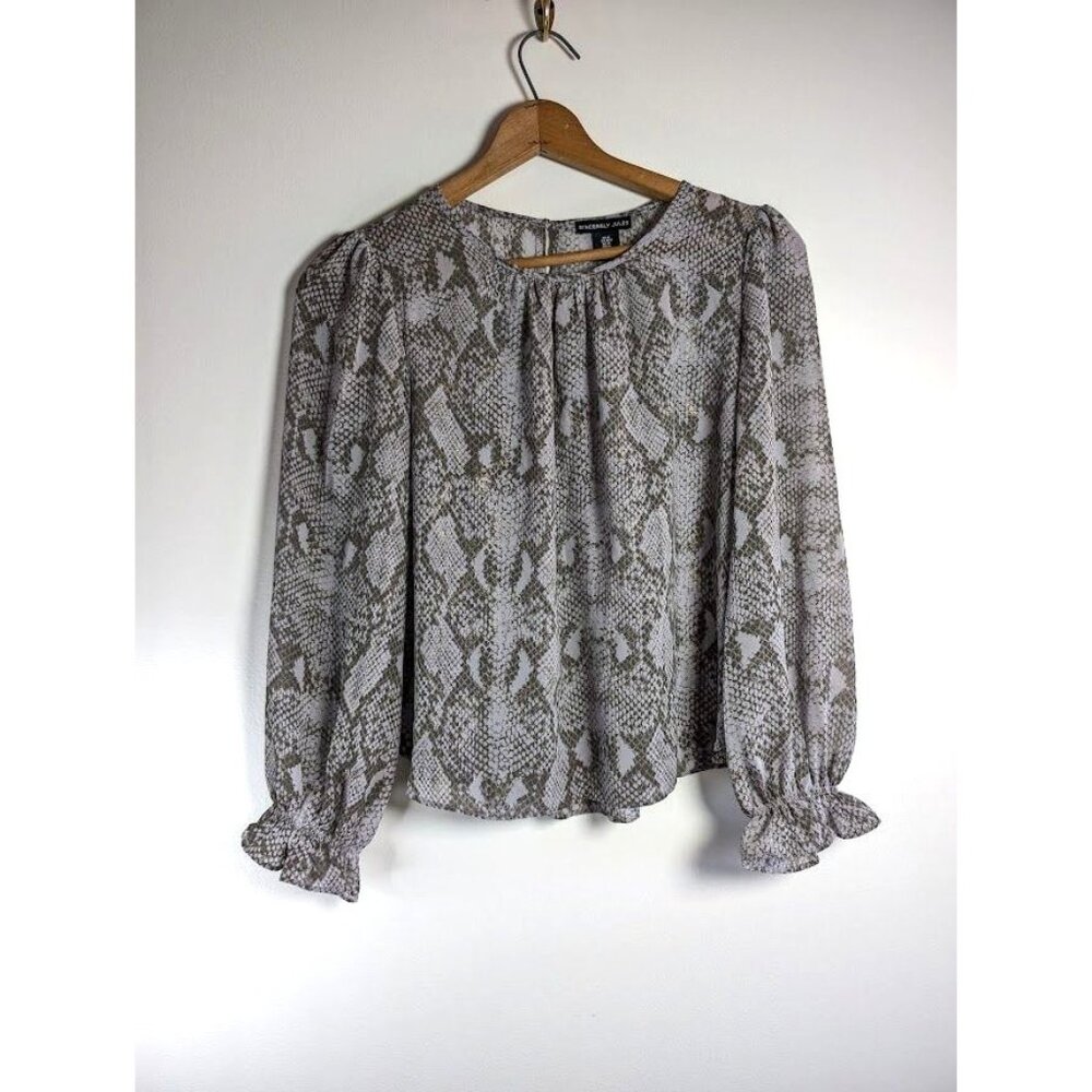 Sincerely Jules Top Size Medium Sheer Snake Print Mobwife Glam Femme Fatale Bold